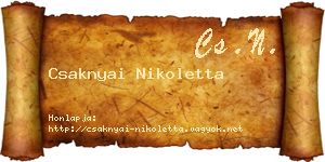 Csaknyai Nikoletta névjegykártya