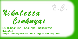 nikoletta csaknyai business card